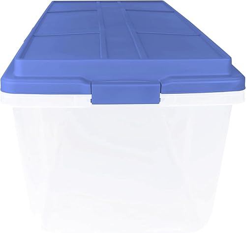 Miniatura 6 de 2-Pack 113 Quart Clear Plastic Stackable Storage Bin - with Locking Latches, Smoke Blue, Ideal for HomeOffice, Stores Crafts, Household & Seasonal