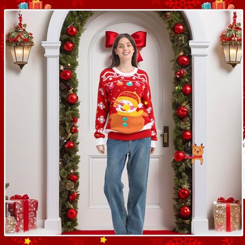 MGparty Light-Up Snowman Christmas Sweater for Men and Women - Image 4