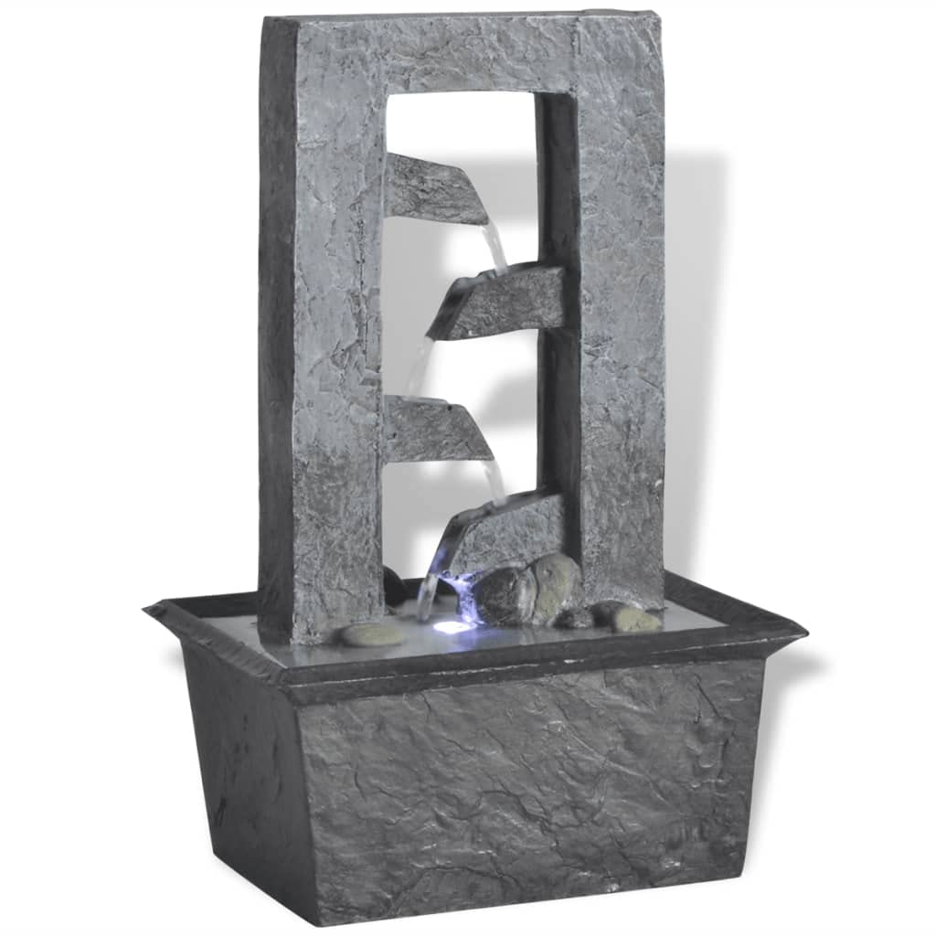 Fontana da interni con luce a LED, gioco d'acqua in poliresina, per soggiorno e giardino, 15,8 x 11,8 x 24 cm, con pompa e illuminazione, decorazione rilassante a cascata per terrazza e