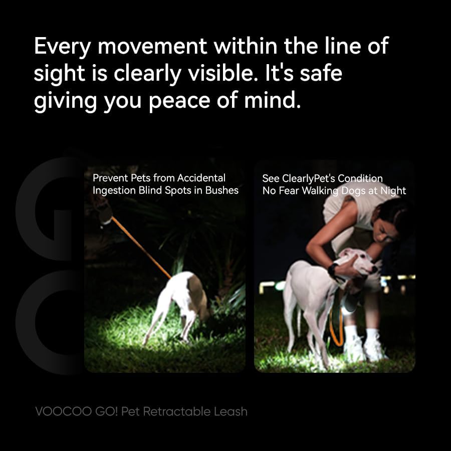 Miniatura 5 de VOOCOO Go! Correa retráctil para perro de 10 pies con luz LED, sin enredos, correa resistente para perros grandes, diseño de alta resistencia con