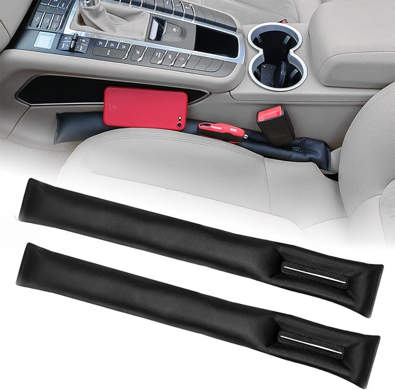 Leatherite Car Seat Gap Filler Pad | Seat Gap Leakproof Spacer Cushion| Prevents Items from Falling | Black (Set of 2) for Creta 2021