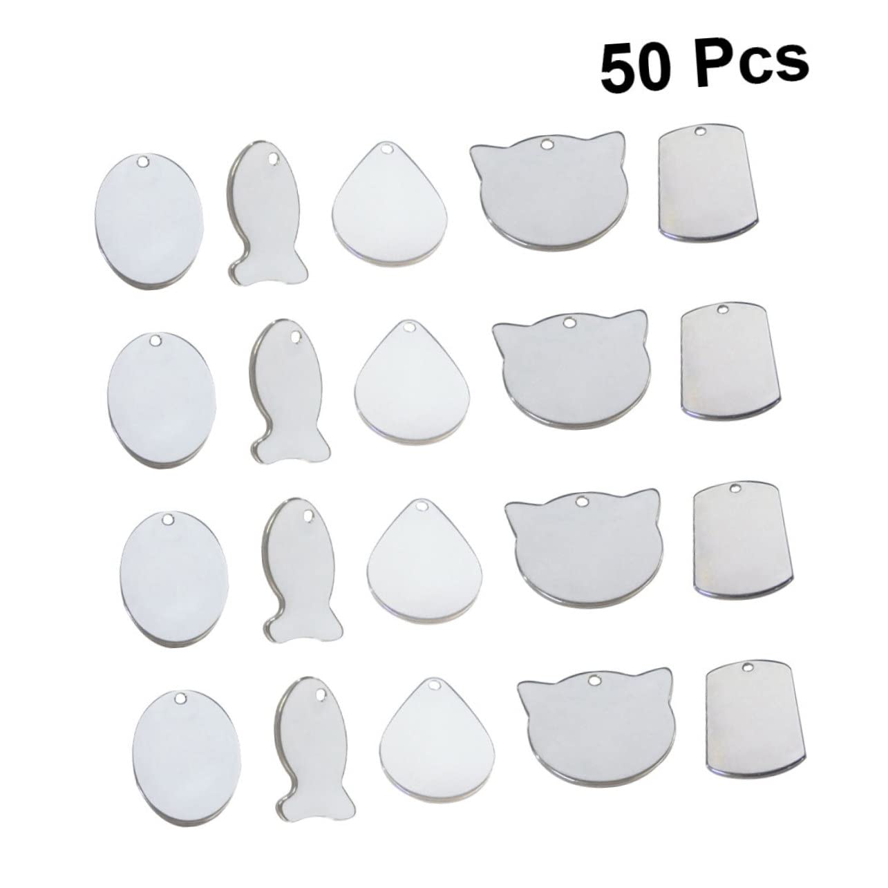 Happyyami Colgantes Para Mascotas 50 Etiquetas De Identificación Acero Inoxidable Resistentes a Rayones Diseño Mixto