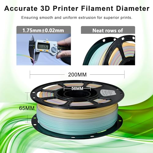 Image of iBOSS Matte PLA+ 3D Printer Filament 1.75mm, Matt Surface & Low Warping Filament 1kg Spool (2.2 lbs), Accuracy + /- 0.02 mm, Fit Most FDM Printers (Matte Marshmallow Rainbow)