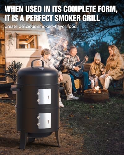 16-Charcoal-Smoker-3-in-1-Vertical-Barbecue-Grill-Outdoor-Fire-Pit-402-Square-Inches-Cooking-Area-Versatile-Outdoor-Smoker-Grill-Black 16 Charcoal Smoker 3 in 1 Vertical Barbecue Grill Outdoor Fire Pit 402 Square Inches Cooking Area Versatile Outdoor Smoker Grill Black