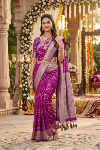 Image of Sree Kumaran Women's Handloom Kanchipuram Silk Saree With Blouse