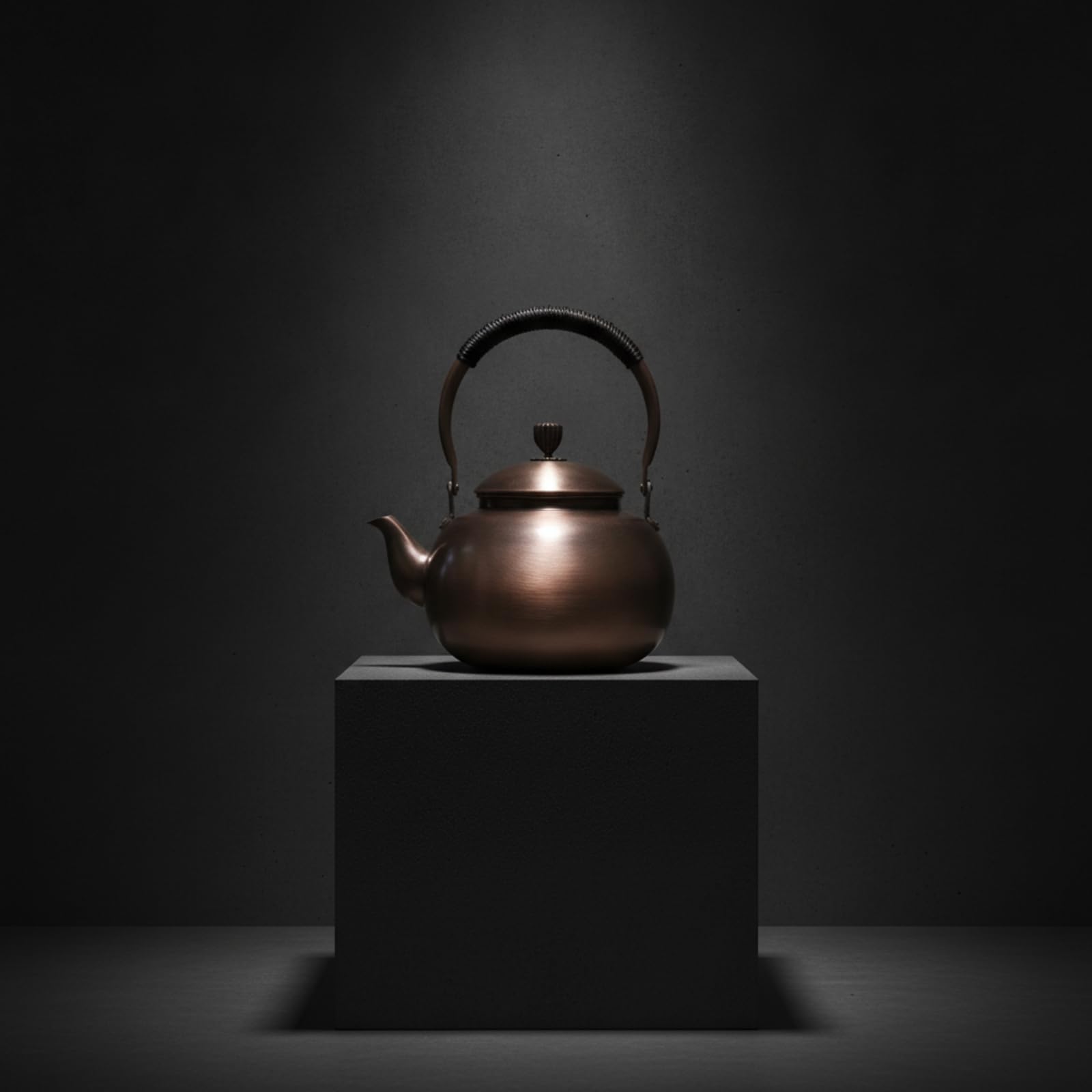 Gralara Bollitore di Rame con Coperchio Elegante Teiera Igienico per Cucina, Teiera In Rame Con Manico Laterale, Modello Mela, Capacità 0.6L, Peso 0.50KG
