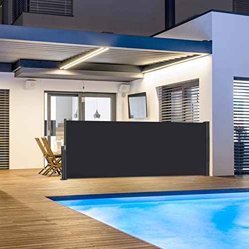 Store latéral rétractable 120x300cm anthracite NAIZY en polyester pour balcon - 7