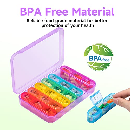 Image of Daviky Weekly Pill Organizer 3 Times a Day, Travel Pill Organizer 3X a Day, Pill Box 7 Day, Daily Pill Box Organizer, Pill Cases Organizers 7 Day, Medicine Organizer to Hold Vitamins and Medication