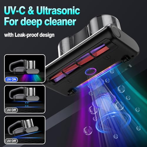 Mattress Vacuum Cleaner Cordless Bed Vacuum with 16Kpa Suction 253.7nm UV-C Light, Ultrasonic Technology, HEPA Filtration, Built-in 4*2500 mAh Battery, High/Low Dual Modes, Replacement Filter Included — view 4