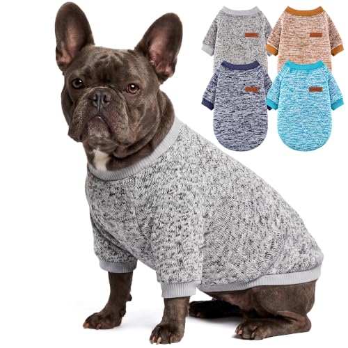 Image of 4 Pack Dog Sweaters for Small Dogs Girl Boy Winter Fleece Clothes Warm Soft Dog Sweatshirt Outfit for Dogs Cats Pet Apparel