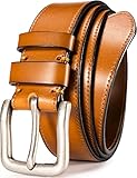 WOLFANT Full Grain Leather Casual Belt for Jeans,100% Italian Real Solid Leather Workwear Belt