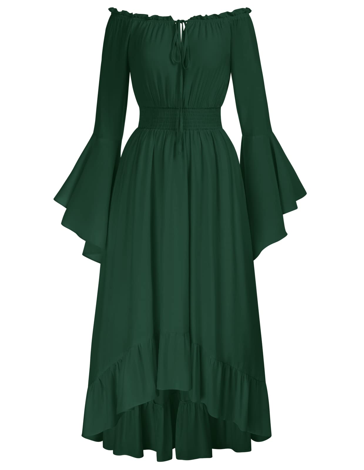 SCARLET DARKNESS Vestido Largo renacentista para Mujer, Cintura ahumada, diseño Alto, Estilo Medieval