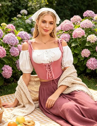Image of Scarlet Darkness Women's Underbust Corset Top Renaissance Medieval Lace-up Boned Fairycore Pirate Corsets