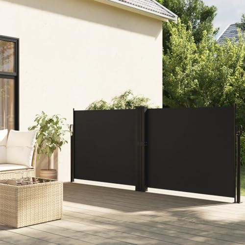 Home Garden - Toldo lateral retráctil negro 100 x 600 cm