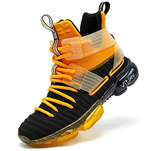 Image of VITUOFLY Kids Basketball Shoes Boys Sneakers Girls Mid-top Sports Shoes | Ankle protection, Non-slip TPR outsole, Cushioned shock-absorbing EVA midsole, Indoor outdoor sports for little & big kids