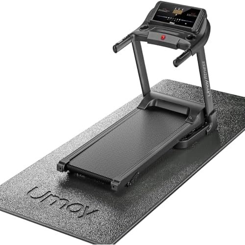 UMAY Fitness Workout Mat for Pelton Bike Treadmill Walking Pad Elliptical, 5mm Thick, Under Exercise Mat for Hardwood Carpet Floors Protector, Gym Equipment Flooring Mat Sound Absorbing for Home Gym