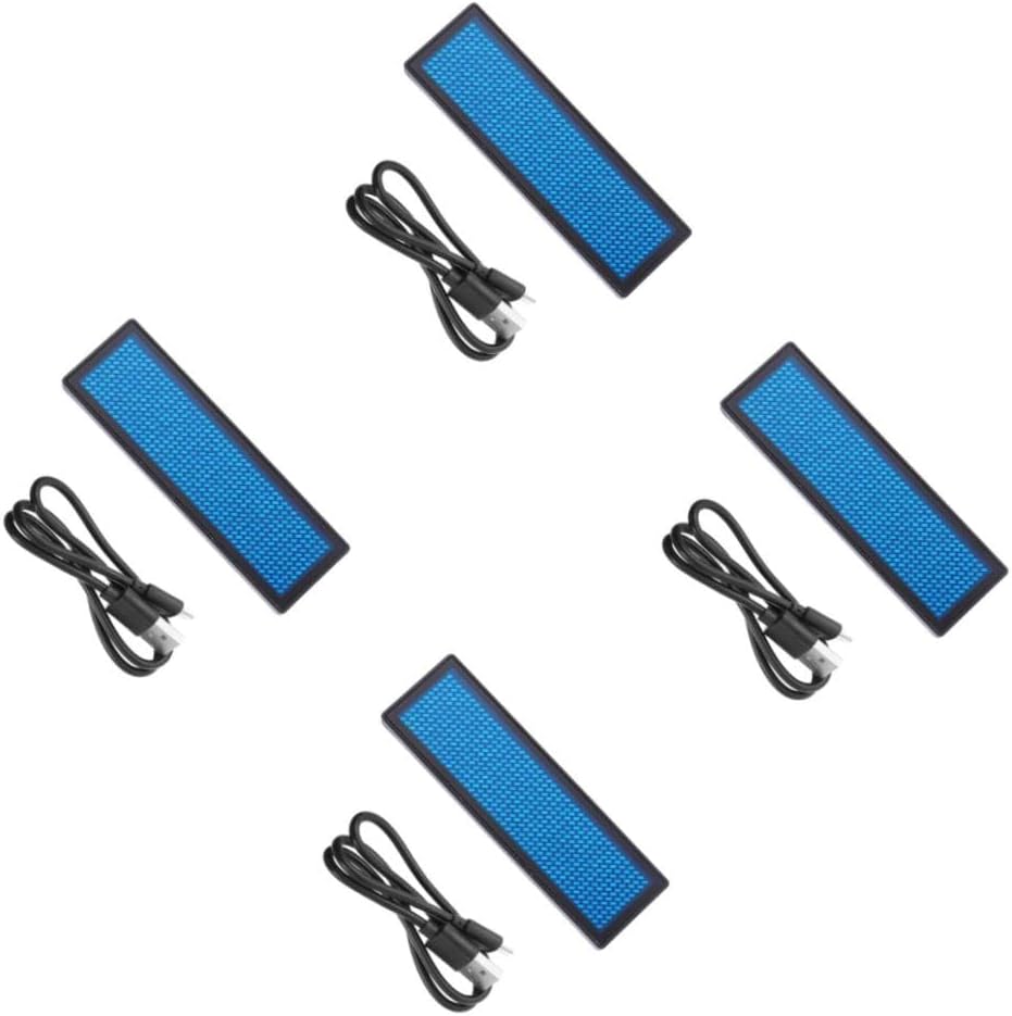 NUOBESTY 4pcs Rechargeable Led Name Tag Badge USB Programmable Digital Display for Events Parties Restaurants and Nightclubs Message Feature Battery Easy