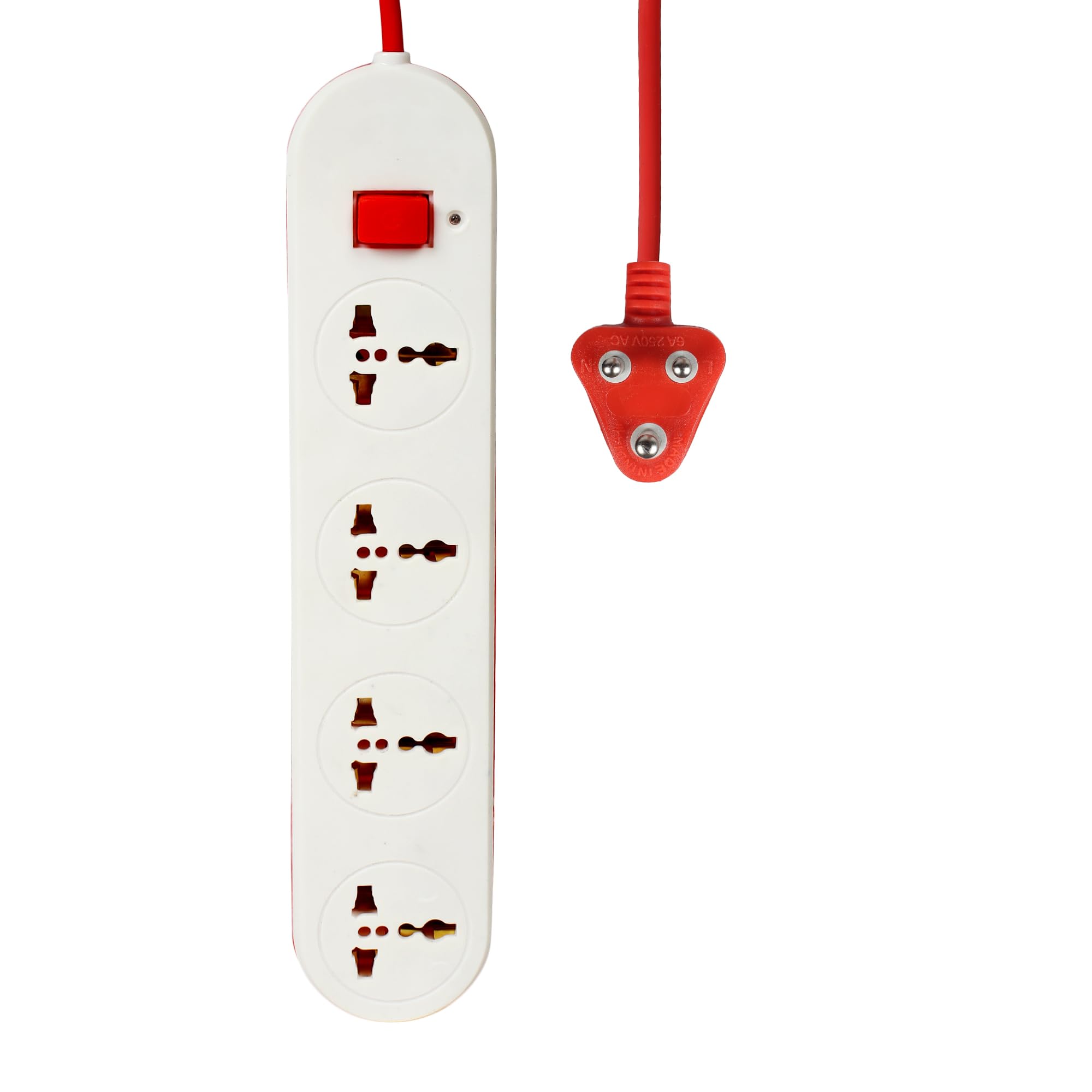 Darpan Multiplug | MultiCord | Extension Board Heavy Brass Master Push Button Switch and 2 Meter Heavy Copper Wiring | Extension Cord for Light Weight Iron, Cooler, Mobile Charger, Fan, Mixer Grinder