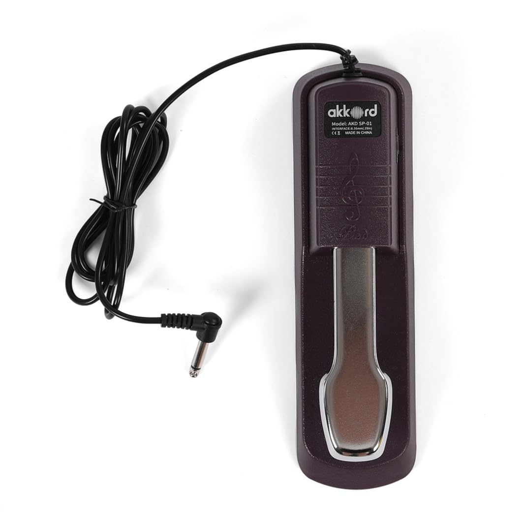 Akkord AKD SP-01 Sustain Pedal for Digital Piano, Electronic Keyboard, MIDI Synthesizer with Polarity Switch and Anti-Slip Pad- Purple