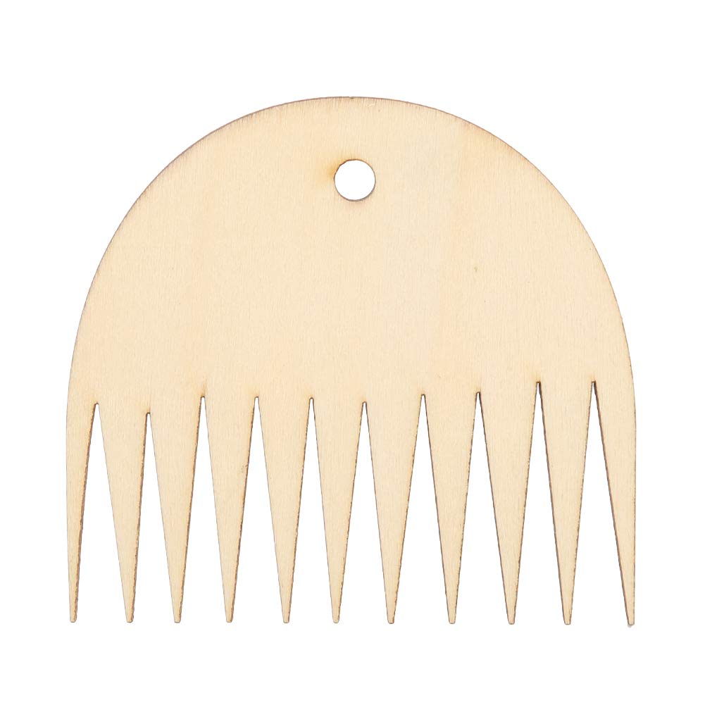 Wooden Weaving Comb, 11 Teeth Portable Braided Tools Comb Tapestry Weaving Shuttle for DIY Knitting Sweaters Scarves Craft