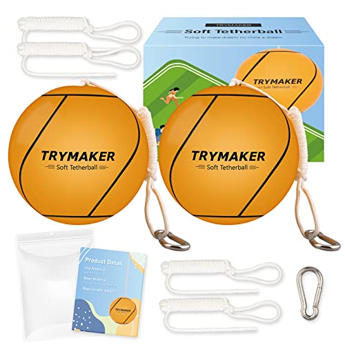 Trymaker Tetherball, 2 Set in 1 Tether Balls and Rope Set Rope for Tetherball，8.8ft Replacement Tetherball Rope and Clip