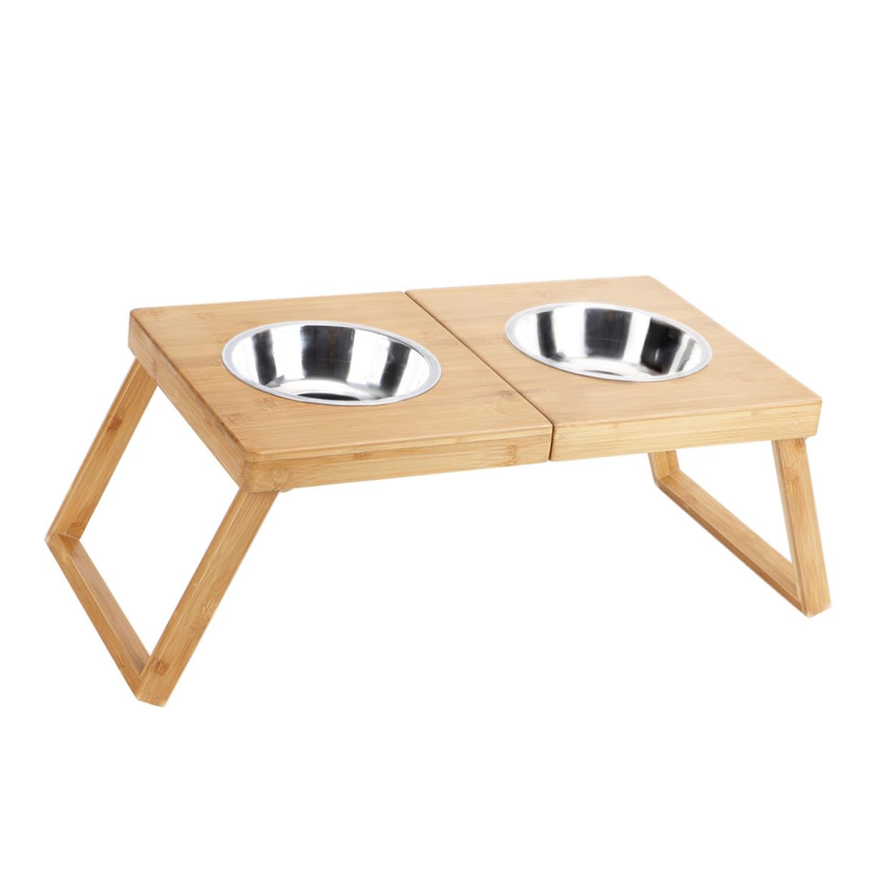 ibasenice Mangeoire pour Animaux Pliable Acier Inoxydable Support pour Deux Gamelles pour Chiens Et Chats Gamelle pour Nourriture Et Eau