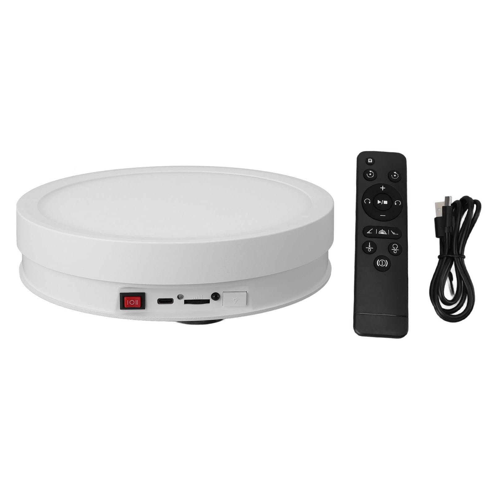 Espositore Rotante Motorizzato da 22 Cm con velocità Regolabile della Luce LED per Esposizioni Fotografiche di Gioielli e Orologi