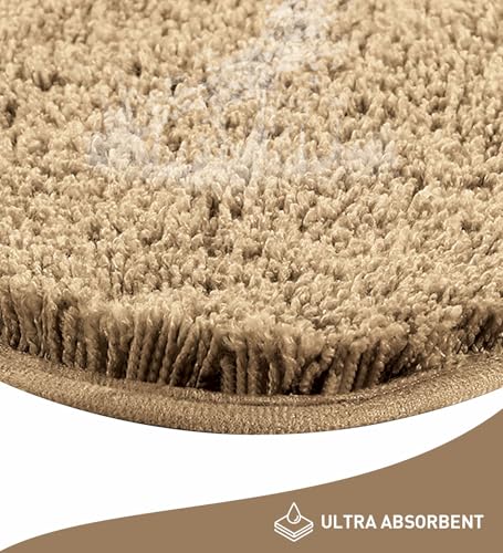 Image of Obsessions Ultra-Absorbent Quick-Dry Bath Mat | 1400 GSM Polyester | Soft, Non-Slip & Fast-Drying Bathroom Rug for Safety & Comfort | 40 x 60 cm | Dark Beige