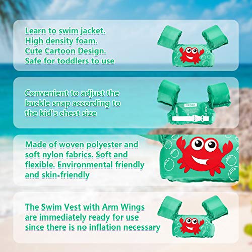 AmazeFan Kids Swim Life Jacket Vest for Swimming Pool, Swim Aid Floats with Waterproof Phone Pouch and Storage Bag, Suitable for 30-50 lbs Infant/Baby/Toddler, Children Puddle/Sea Beach Jumper