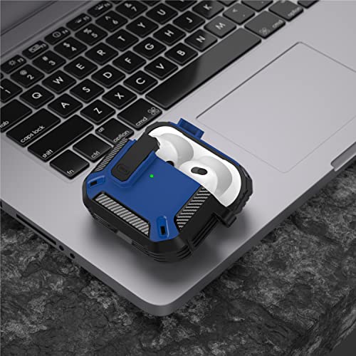 Maxjoy For Airpods 3 Case Cover 2021, Airpods 3 Protective Case With Lock Gen 3 Military Hard Shell Rugged Shockproof Cover With Keychain Compatible With Apple Airpods 3Rd Generation 2021, Blue #TOP7
