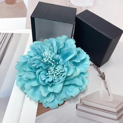 Image of Peony Fabric Flower Brooches Oversize Lapel Pins Extra Big Brooch Delicate Dancing Party Prom Wedding Charm Banquet Dress Suit Guest Corsage Accessories Gifts Dancer Large Hairpin Clip 110mm