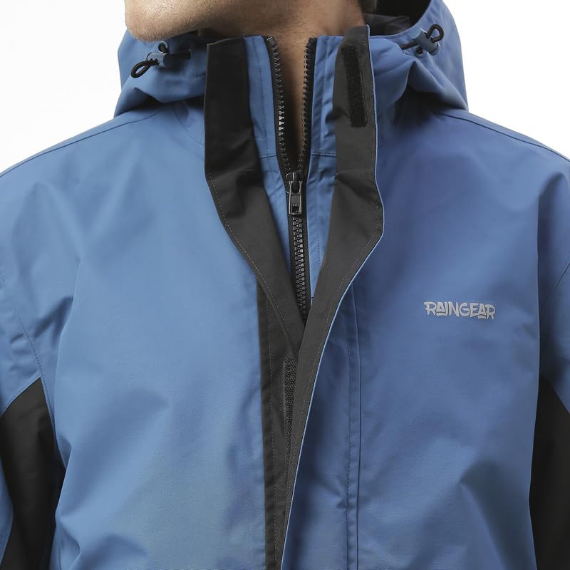 Image of Zeel Raingear Stylish Rain Jacket for Men Waterproof for Bike Riders with Adjustable Hood along with inner pockets,Waterproof Rainwear with Lightweight Polyester Jacket, ZRS013