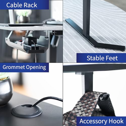 Image of VIVO Black 55 x 55 in Corner Standing Desk, DESK-E1L110B | Electric, L-Shaped Table, Sit Stand, Height Adjustable, Memory Presets, Home and Office Furniture, Black Frame