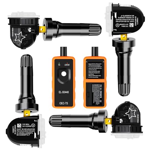 TPAIERR 5Pcs TPMS Sensor with Relearn Tool, 315Mhz OE 13598771
