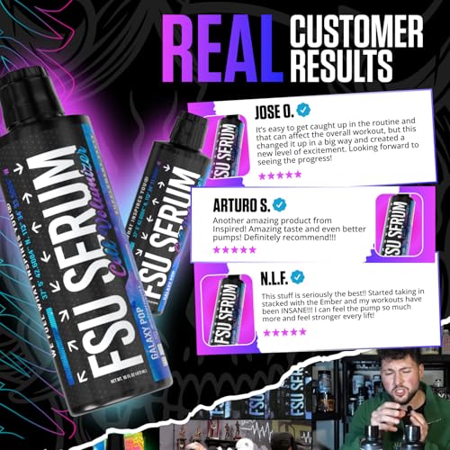 Image of Inspired FSU Serum Liquid Glycerol, Stim Free Pre Workout Pump, Non Stim Preworkout, Caffeine Free, Stimulant Free, 20g GlycoClear, 2g Betaine Nitrate (Galaxy Pop)