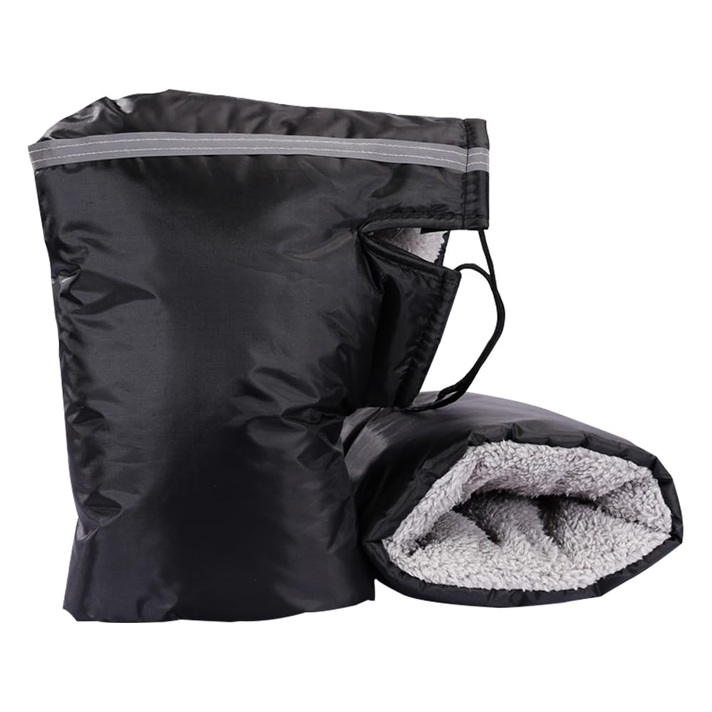Lenkerstulpen Fahrrad, Motorrad Lenker Handschuhe, Warm Wasserdicht und Winddicht, Winterhandschuhe, Thermo Plüschig Universal Lenkerhandschuhe mit Reflektierenden Streifen und Plüschigem Innenfutter