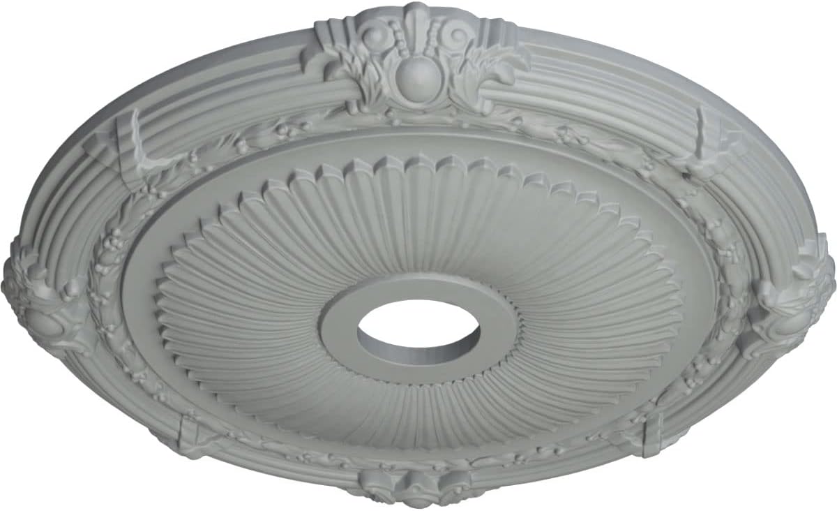 Ekena Millwork CM27HE Heaton Ceiling Medallion 27 1/2"OD x 3 7/8"ID x 2 1/4"P (Fits Canopies up to 6 1/2") Factory Primed