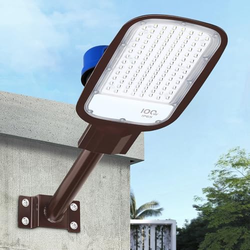 VUAA 100W Led Flood Light Dusk to Dawn, IP65 Waterproof Outdoor Lighting Barn Light Commercial Wall Mounted Area Security Light for Street, Roadway,Parking Lot