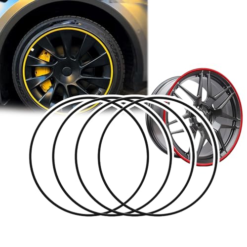 Curb Rash Rim Protector - Universal(15-22inch), 10 Color Options, 4PCS Alloy Wheel Rim Protector Strips, Anti-Scratch, Stable, Pasting(Easy Install/Resilient),17in,Black