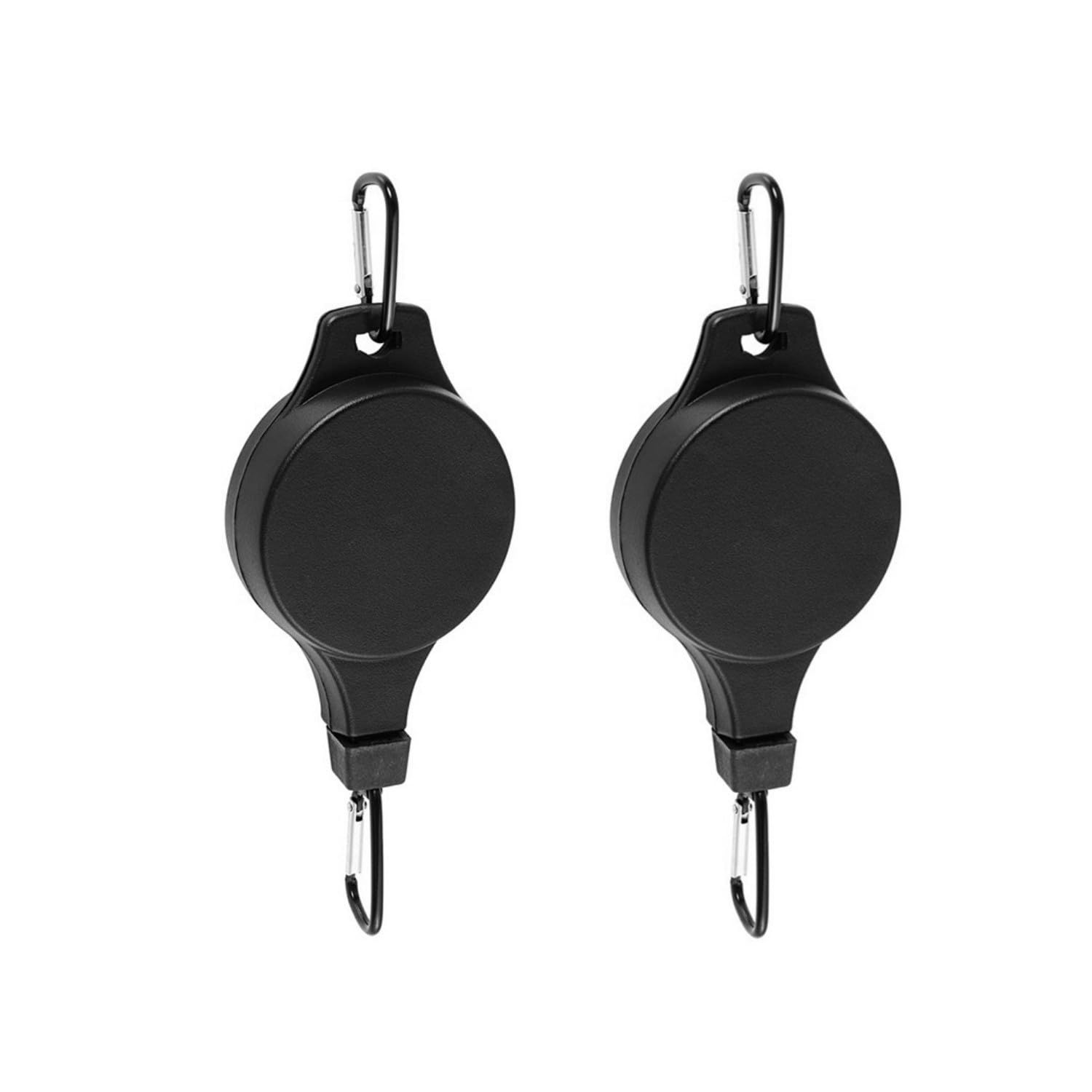 JZK 2-Pack Retractable Plant Pulley Hanger, Heavy Duty Adjustable Pull-Down Hook for Hanging Baskets, Potted Plants, Bird Feeders, Extends up to 90cm, Black
