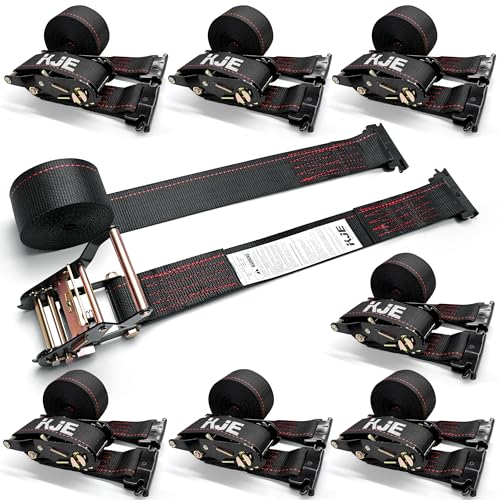 KJE E-Track Ratchet Straps, 8 Pack Black 2