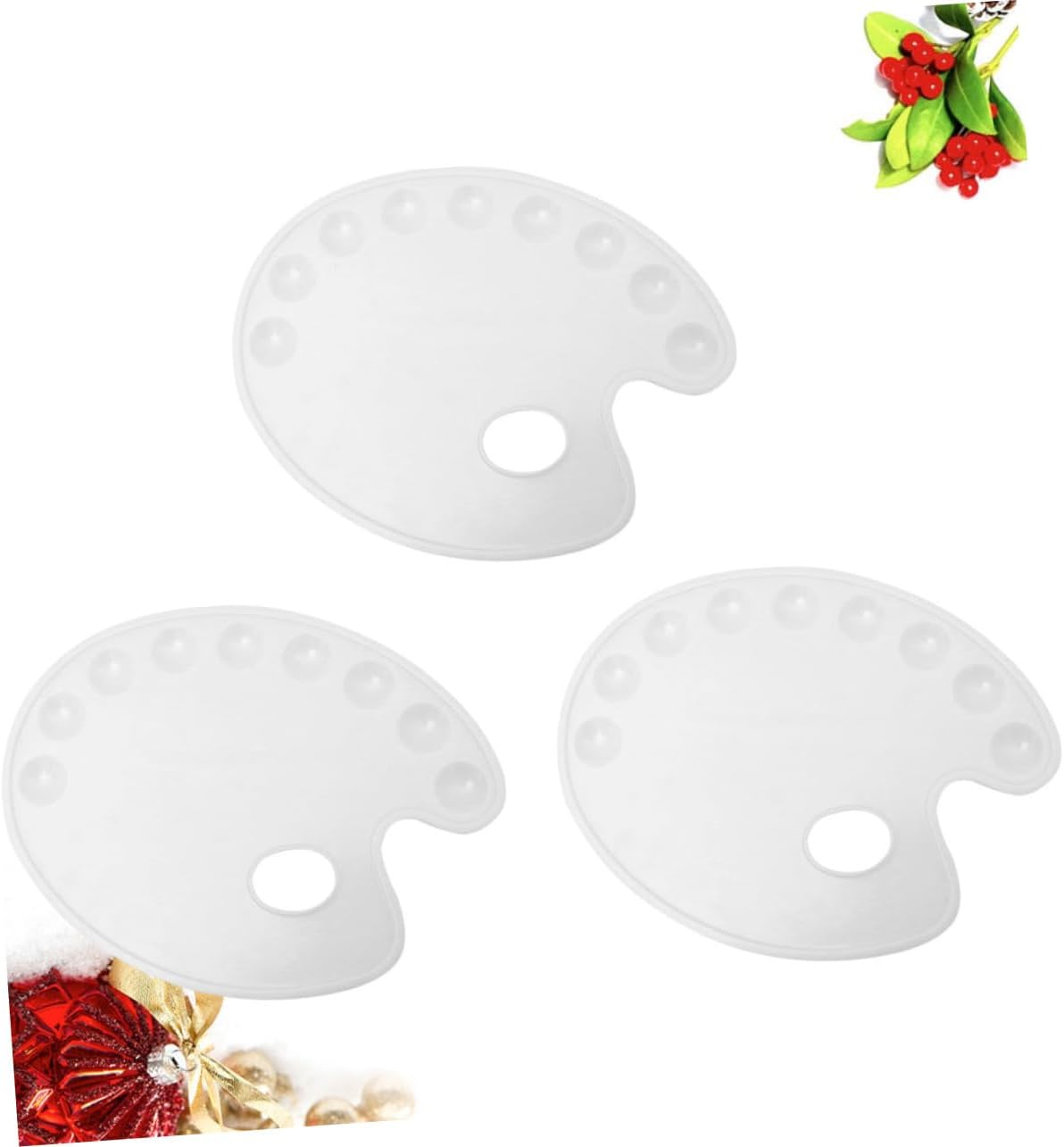 DOITOOL 3pcs Portable Oval Paint Mixing Tray Hand Grip Art Palette for Watercolor and Oil Painting for Home School and Art Projects