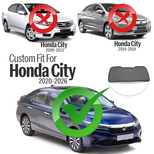 Image of Autofact Dicky Curtain for City 2020-2025 | Custom Fit Rear Windshield Sunshade | Foldable Mesh | Privacy & Cooling Car Accessory | Car Rear Sun Shade UV Block Easy Install Durable Black Mesh