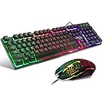 BAKTH Multiple Color Rainbow LED Backlit Mechanical Feeling USB Wired Gaming Keyboard and Mouse Combo for Working or Games