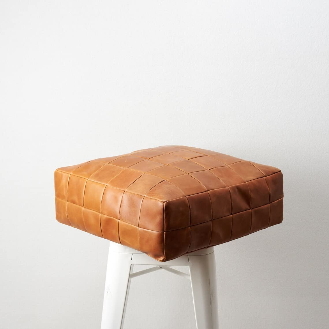 MARRAKESH STYLE Amazing & Beautiful, Original Poufs marokkanischer Lederpouf, Naturleder-Poufs, Heimgeschenke, Hochzeitsgeschenke, ungefüllt (quadratischer Boden, Caushion Brown)
