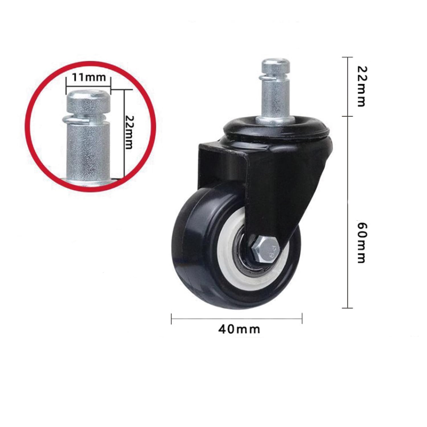 Ruota Da Incasso Girevole Per Mobili Hafele Diametro 64 Mm Portata 50 Kg Superficie Di Scorrimento Dura