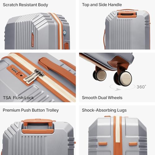 Image of uppercase Vector(Medium) 65cm, Check-in Sustainable Trolley Bag, Hardsided Anti-Scratch 8 Wheel Double Spinner Luggage, TSA Lock & Anti-Theft Zippers, Suitcase for Unisex, 2000 Days Warranty(Silver)