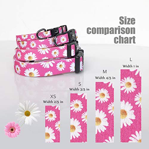 Qqpets QC11703 Adjustable Soft Dog Collar: Print Flower Pink Multicolor Cute Patterns For Xs Small Medium Large Pet Girl Boy Puppy Walking Running Training thumb #4