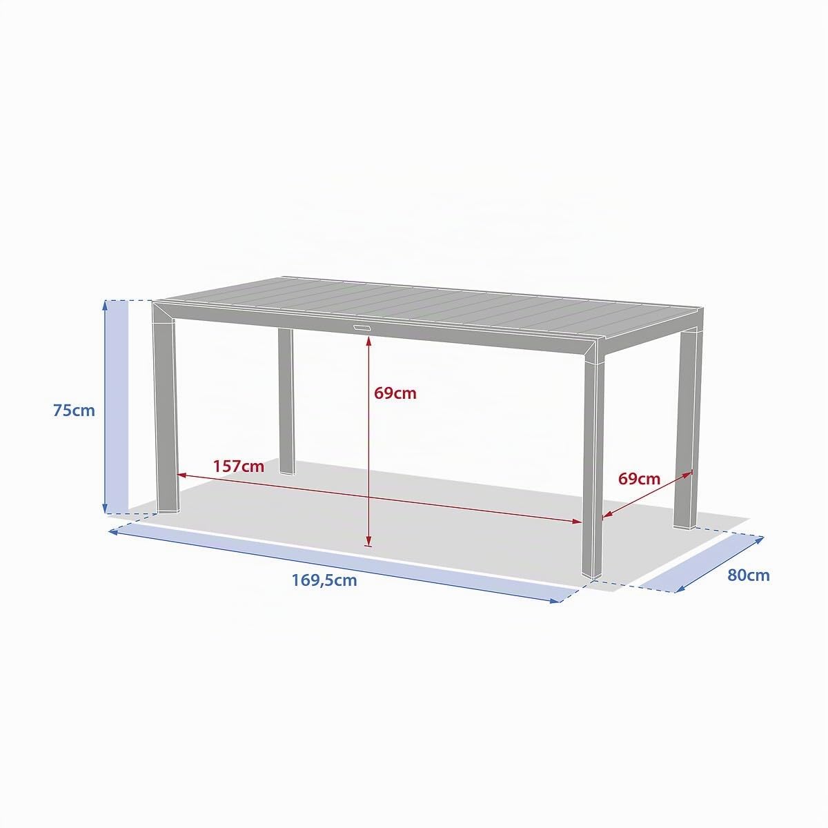Hespéride - Table de Jardin évasion Effet Bois Lin et Argile 6 Places Lates en Aluminium