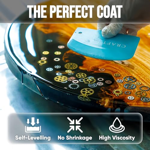 Image of CRAFT RESIN Table Top Epoxy Resin Kit 2 Gallon - Ultra Clear, High-Gloss, UV & Scratch Resistant Finish, Bubble-Free, Self-Leveling & Food Safe. Best For Countertops, Bar Tops, Tumblers & Wood Coating
